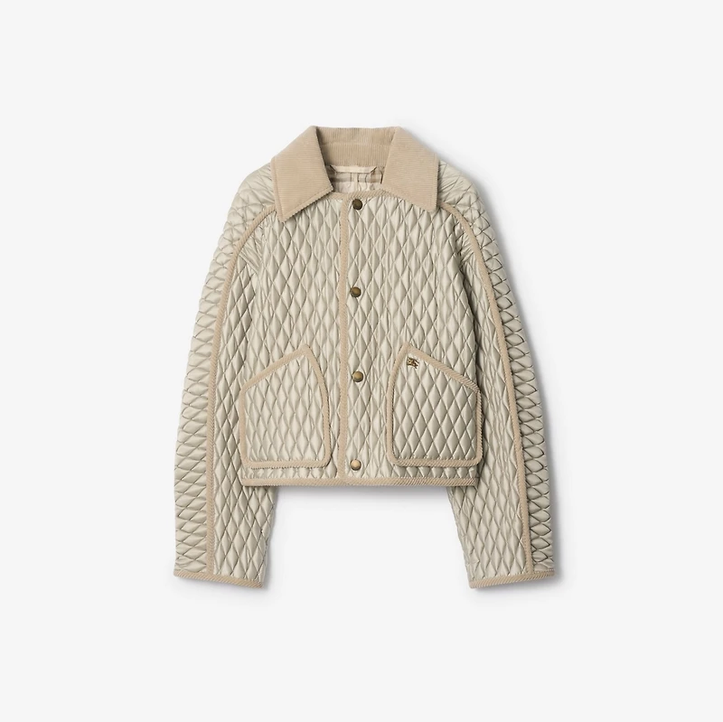 Cropped Quilted Nylon Floriston Jacket in Wisp grey - Women | Burberry® Official