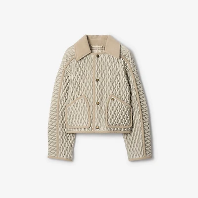 Cropped Quilted Nylon Floriston Jacket in Wisp grey - Women | Burberry® Official