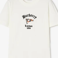 Check Flag Cotton T-shirt in Chalk - Women | Burberry® Official