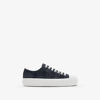 Check Sneakers in Indigo - Women, Cotton | Burberry® Official