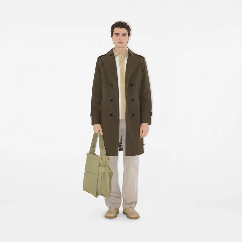 Medium Trench Tote in Hunter - Men, Cotton Gabardine | Burberry® Official