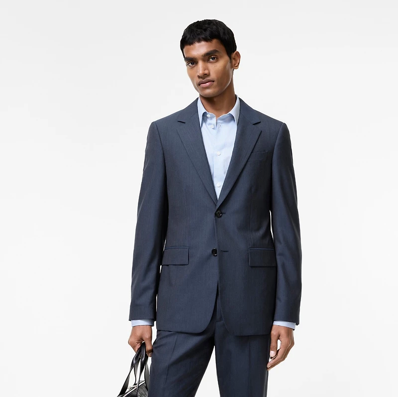 Wool Bond Tailored Jacket in Blue melange - Men | Burberry® Official
