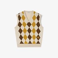 Argyle Wool Sweater Vest in Pear yellow - Men, Cotton | Burberry® Official