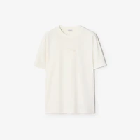 Check Cursive Logo Cotton T-shirt in Chalk white - Men | Burberry® Official