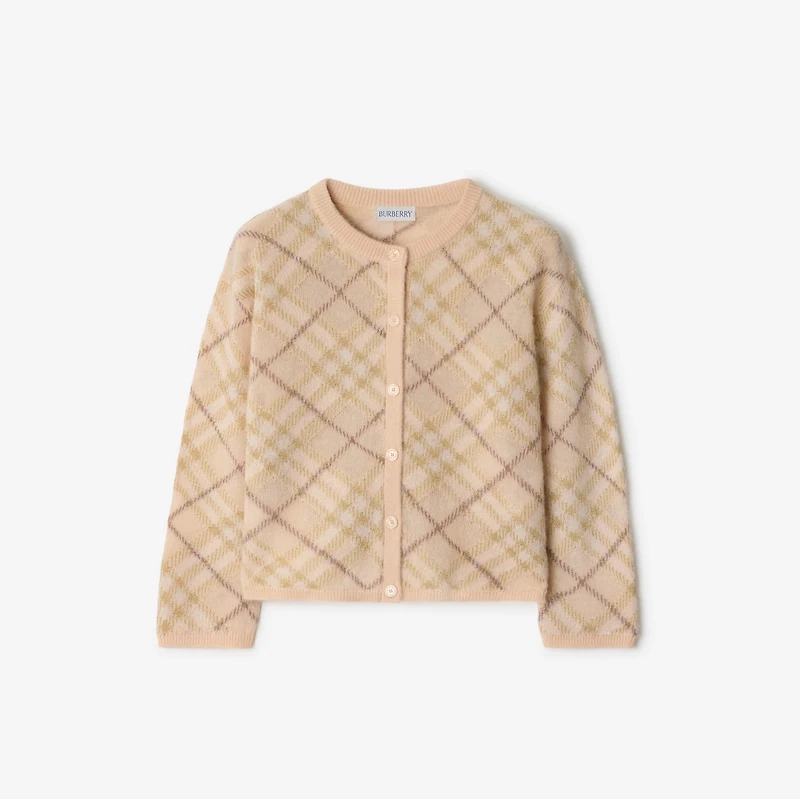 Check Alpaca Silk Blend Cardigan in Shell | Burberry® Official