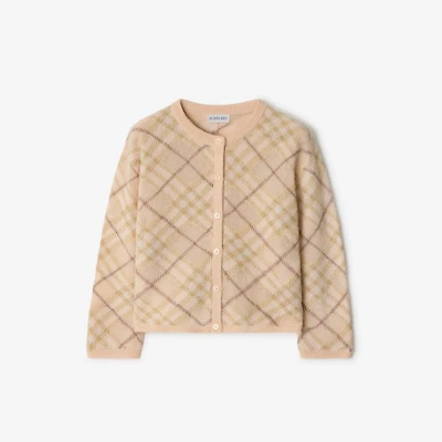 Check Alpaca Silk Blend Cardigan in Shell | Burberry® Official