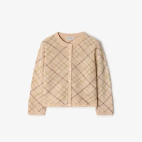 Check Alpaca Silk Blend Cardigan in Shell | Burberry® Official