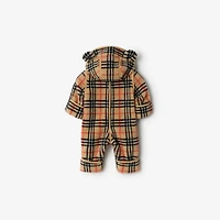 Check Fleece Hooded Jumpsuit in Sand beige - Children | Burberry® Official