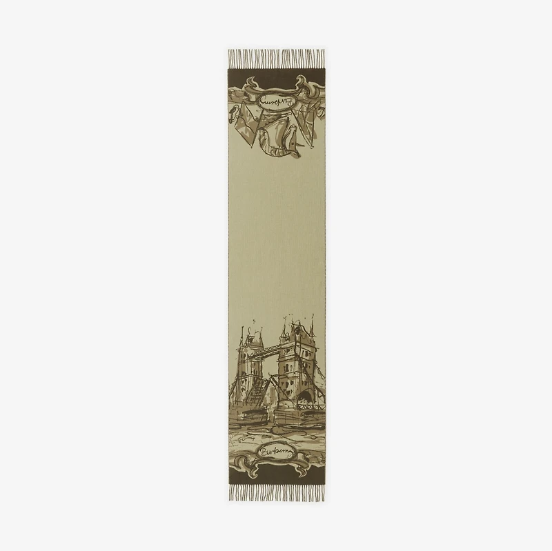 Tower Bridge Cashmere Scarf in Hunter | Burberry® Official