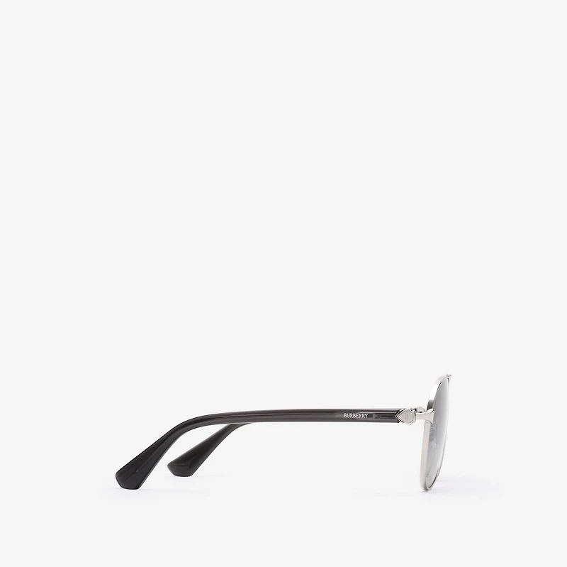 Metal Shield Aviator Sunglasses​ in Silver - Men | Burberry® Official