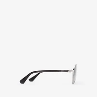 Metal Shield Aviator Sunglasses​ in Silver - Men | Burberry® Official