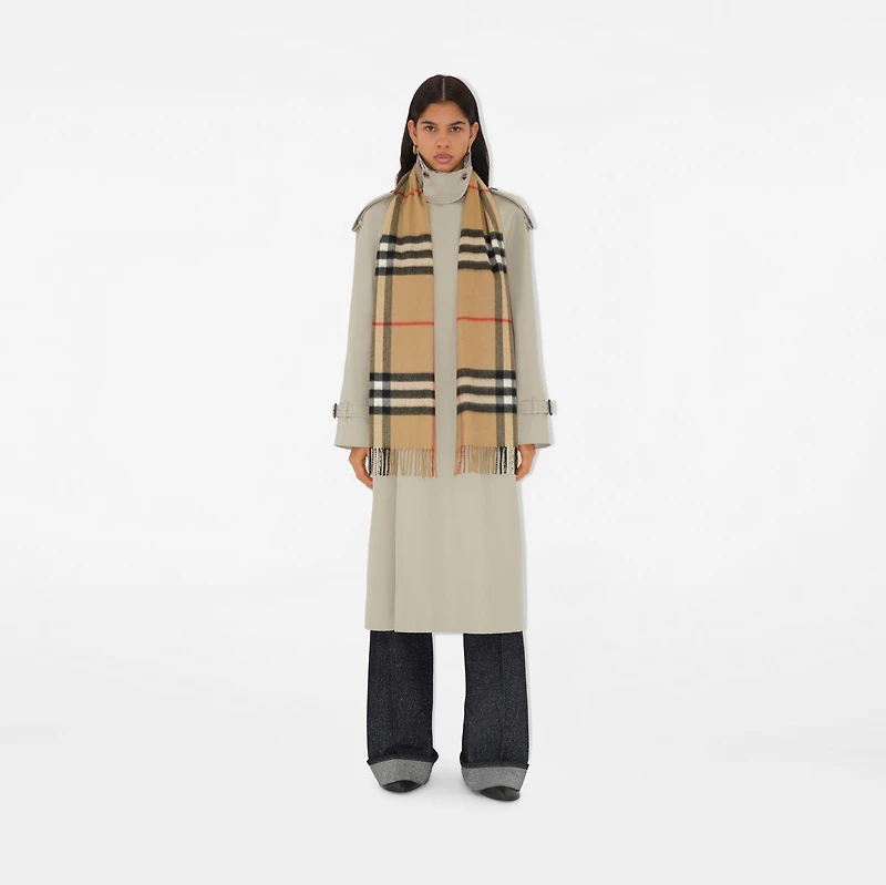 Check Cashmere Scarf in Archive beige | Burberry® Official