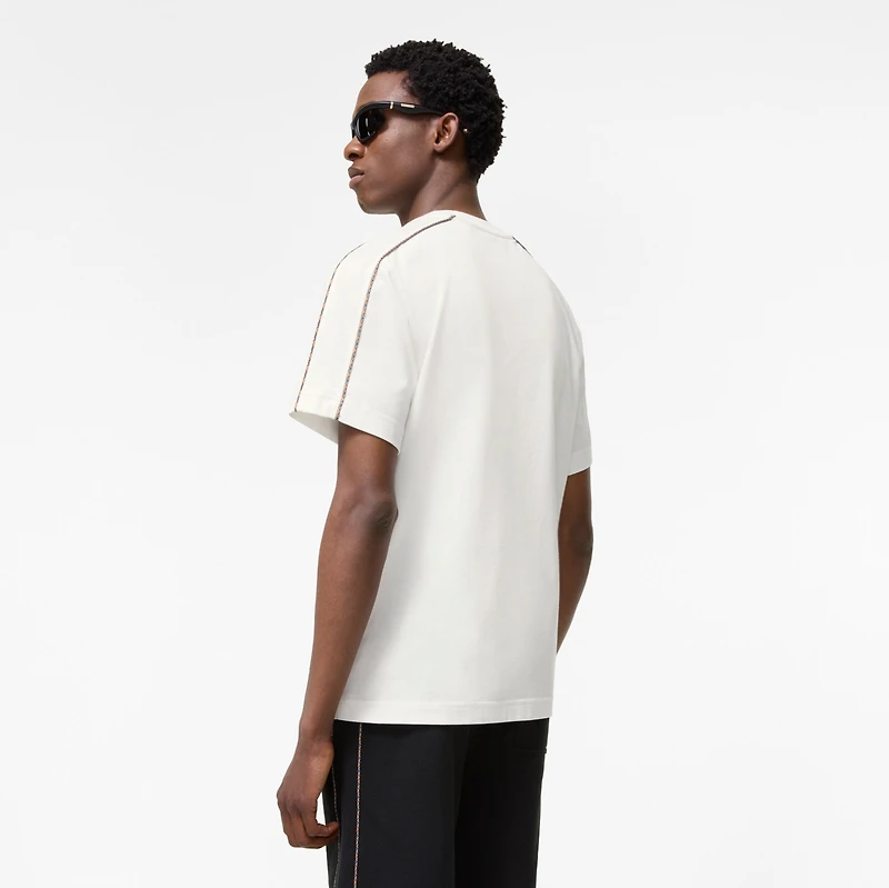 Check Piping Cotton T-shirt in Chalk white - Men | Burberry® Official