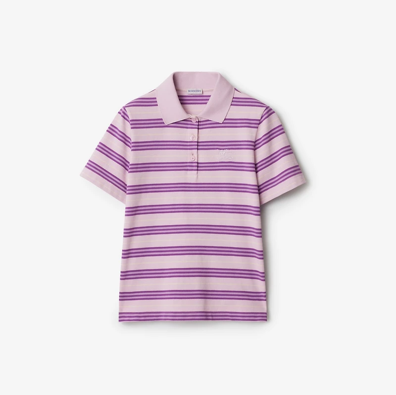 Striped Cotton Polo Shirt in Haze - Women | Burberry® Official