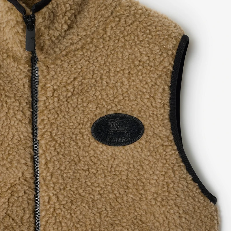 Cropped Fleece Gilet in Shrew melange - Women, Nylon, Wool | Burberry® Official