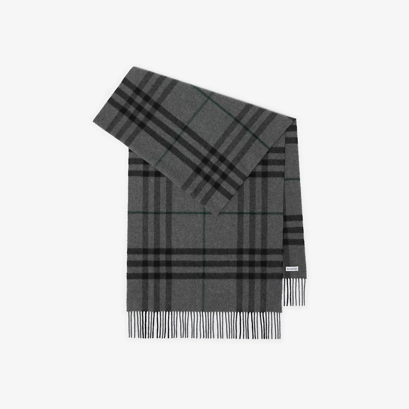 Wide Check Cashmere Scarf in Charcoal/vine | Burberry® Official
