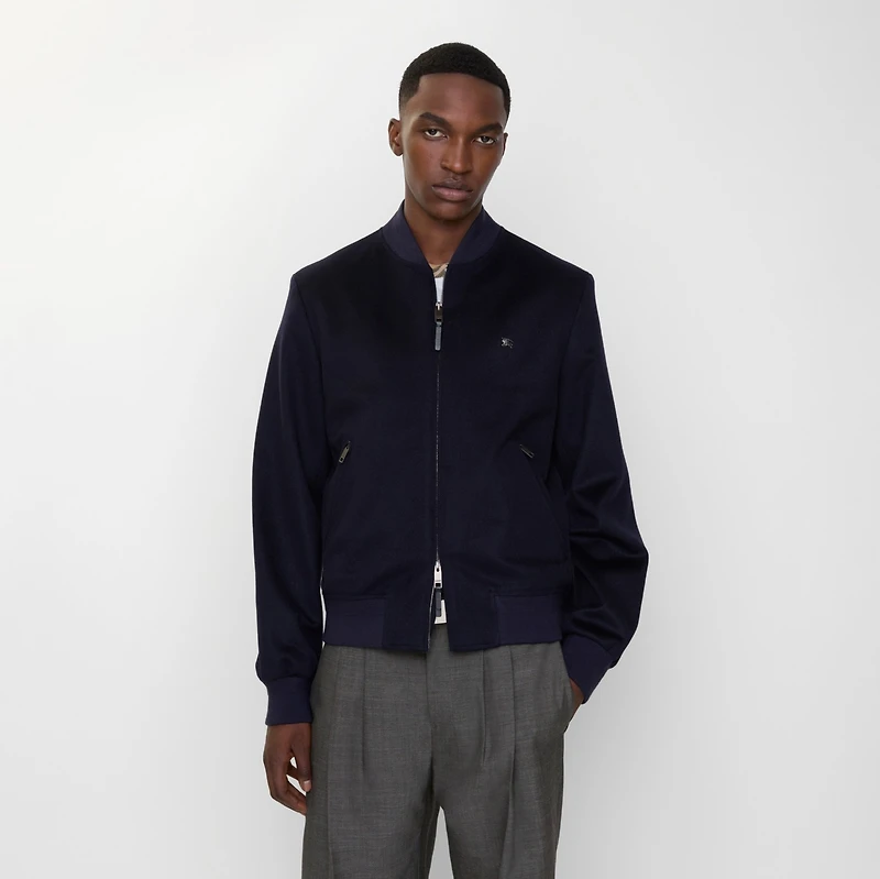 Cashmere Bomber Jacket in Navy - Men | Burberry® Official
