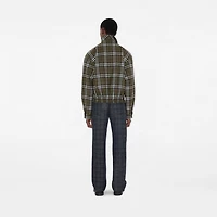 Check Bonded Wool Harrington Jacket in Shrub green/yew green - Men | Burberry® Official