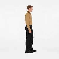 Long-sleeve Check Collar Cotton Polo Shirt in Archive beige - Men | Burberry® Official