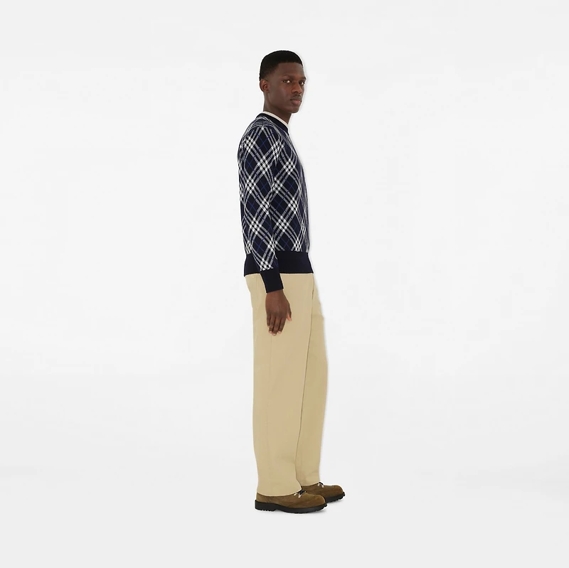 Check Wool Blend Sweater in Ink blue - Men | Burberry® Official