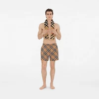 Skinny Check Cotton Towel in Sand | Burberry® Official