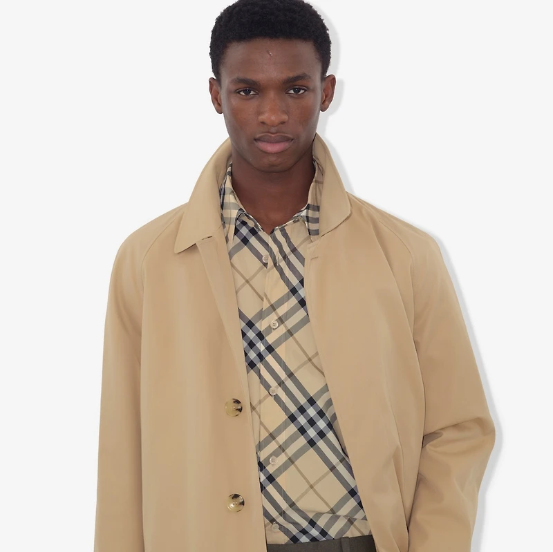 Long Camden Heritage Car Coat in Honey - Men, Cotton Gabardine | Burberry® Official