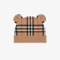 Check Wool Cashmere Teddy Beanie in Sand beige - Children | Burberry® Official