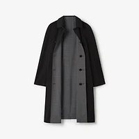 Long Reversible Check Wool Parkbury Car Coat in Silhouette blue/granite grey - Men | Burberry® Official