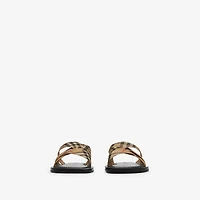 Check Pavilion Slides​ in Sand - Men, Nylon | Burberry® Official