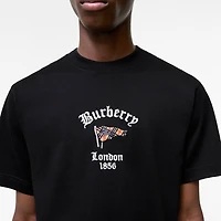 Check Flag Cotton T-shirt in Black - Men | Burberry® Official
