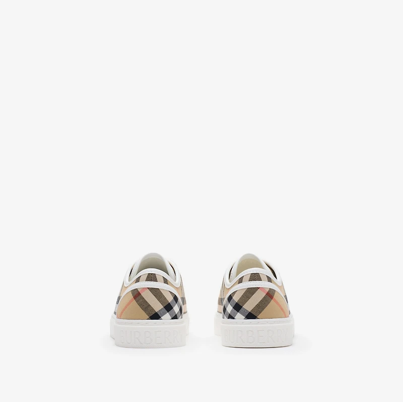 Check Cotton Sneakers in Sand beige - Children | Burberry® Official