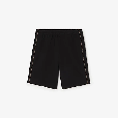 Check Piping Cotton Shorts in Black - Men | Burberry® Official
