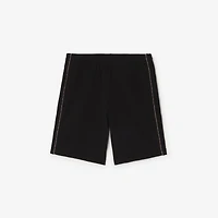 Check Piping Cotton Shorts in Black - Men | Burberry® Official