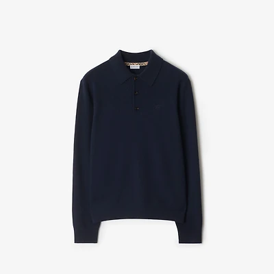 Long-sleeve Cashmere Blend Polo Shirt in Navy - Men | Burberry® Official