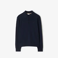 Long-sleeve Cashmere Blend Polo Shirt in Navy - Men | Burberry® Official