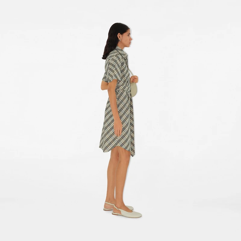 Check Cotton Shirt Dress in Husk - Women | Burberry® Official