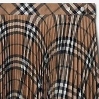Pleated Check Wool Blend Skirt in Linden - Women, Nylon | Burberry® Official