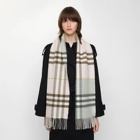 Contrast Check Cashmere Scarf in Bow pink/mitten grey | Burberry® Official