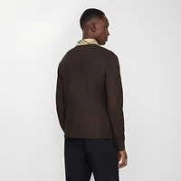 Long-sleeve Check Collar Cotton Polo Shirt in Clove brown - Men | Burberry® Official