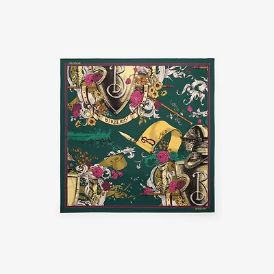 Etched Knight Silk Scarf in Emerald green | Burberry® Official