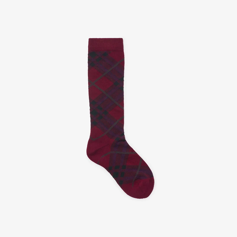 Check Cotton Blend Socks in Sash red | Burberry® Official