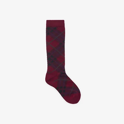 Check Cotton Blend Socks in Sash red | Burberry® Official