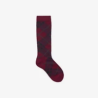 Check Cotton Blend Socks in Sash red | Burberry® Official