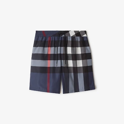 Check Swim Shorts in Carbon blue - Men, Nylon | Burberry® Official