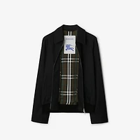 Gabardine Harrington Jacket in Black - Men, Cotton | Burberry® Official