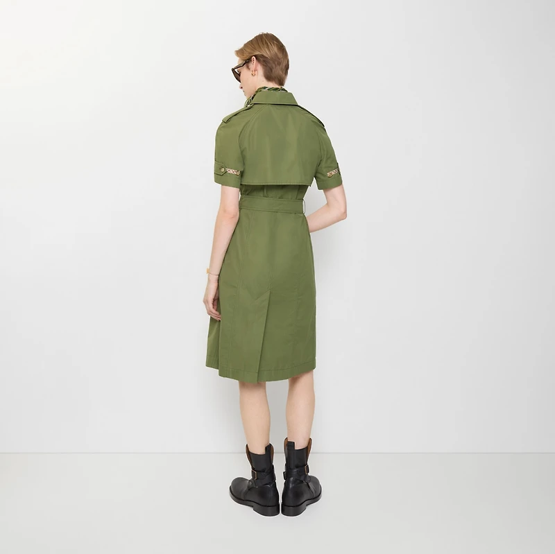 Cotton Poplin Trench Dress in Pasture green - Women | Burberry® Official