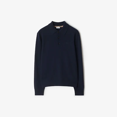 Long-sleeve Cashmere Blend Polo Shirt in Navy - Men | Burberry® Official