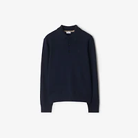 Long-sleeve Cashmere Blend Polo Shirt in Navy - Men | Burberry® Official