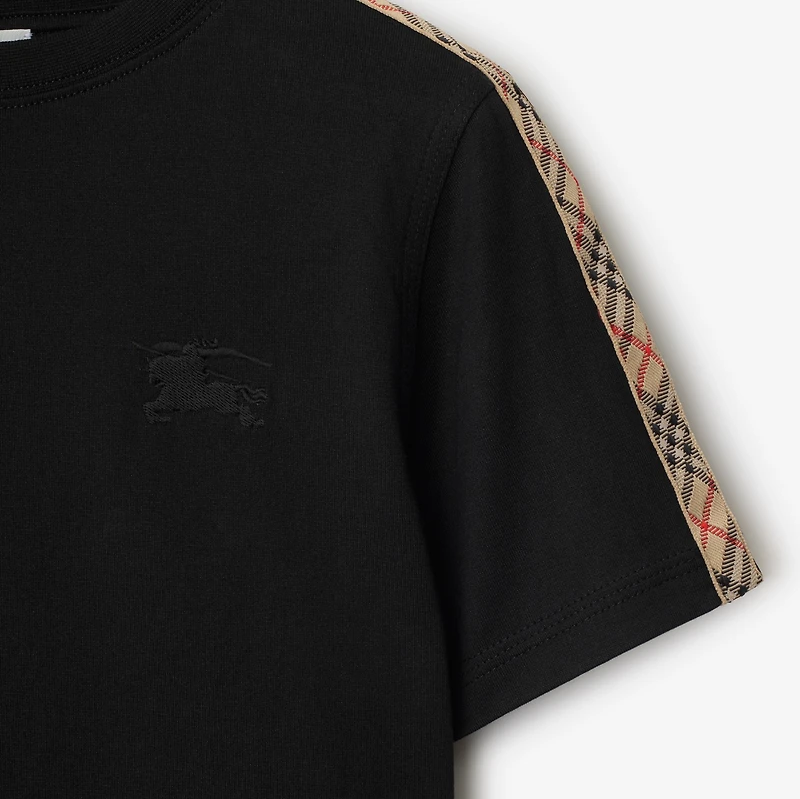 Check Trim Cotton T-shirt in | Burberry® Official