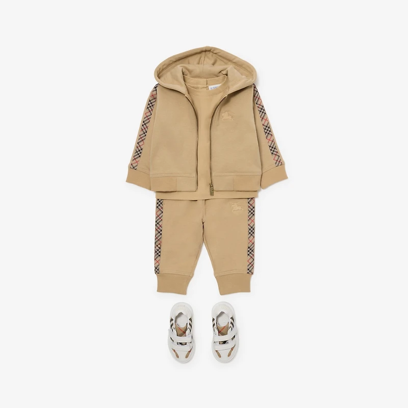 Check Trim Cotton Jogging Pants in Sand | Burberry® Official
